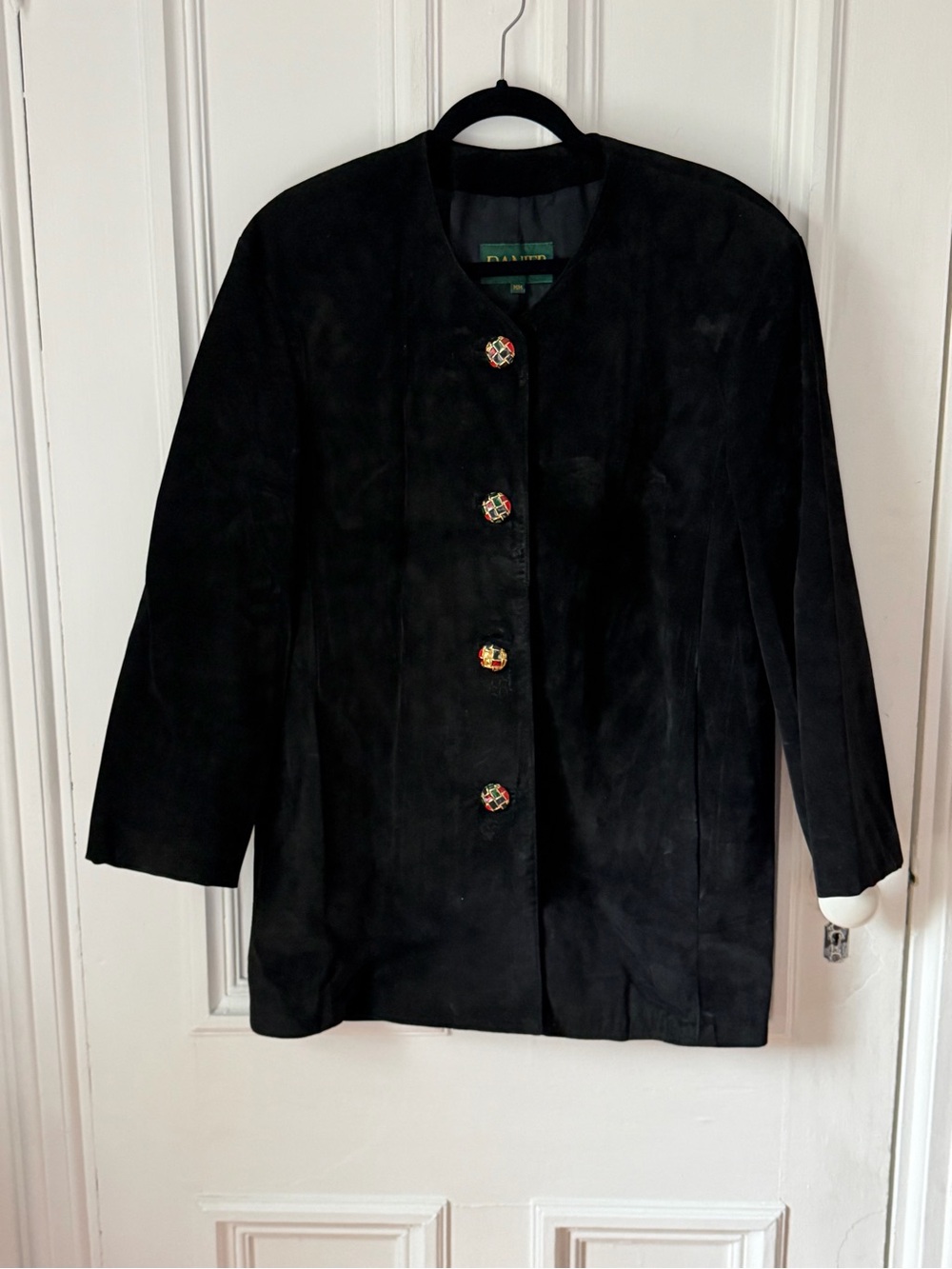 Women’s Vintage Danier Leather Black Suede Button Front Jacket Size Medium